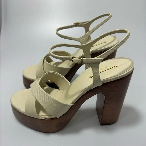 Saint Laurent Bianca Platform Sandals Beige Women’s EU 41/US 11 - Picture 3 of 7
